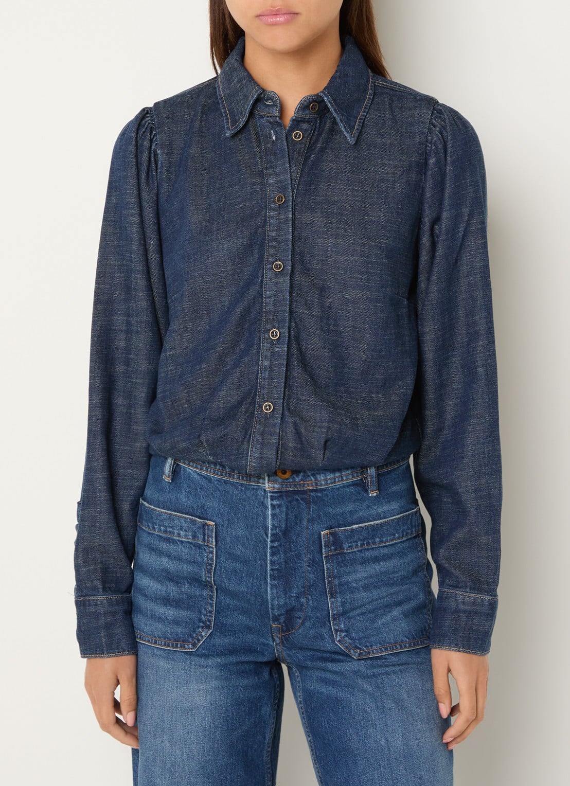 Mos Mosh MMArles Pagato blouse van denim - detail 3 indigo