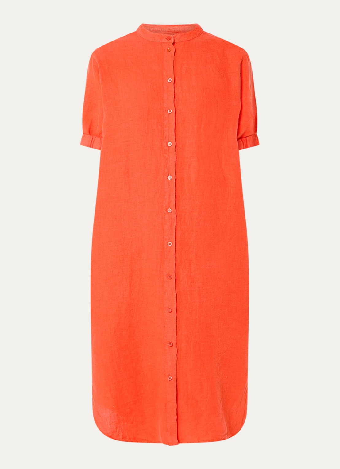 Mos Mosh MMArleth midi jurk in linnenblend - voorkant 2 oranje