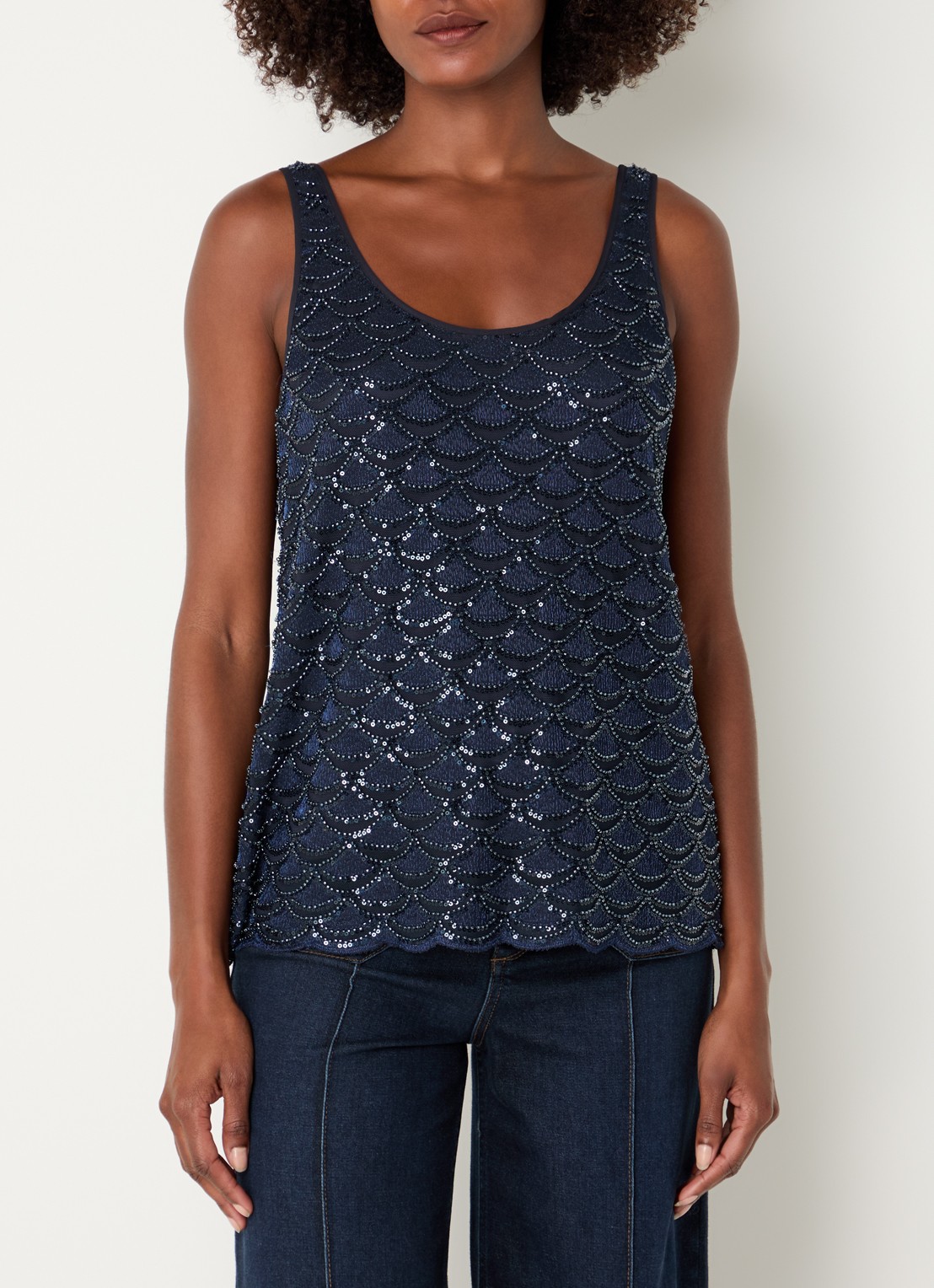 Mos Mosh MMAstra tanktop met strass - detail 4 donkerblauw