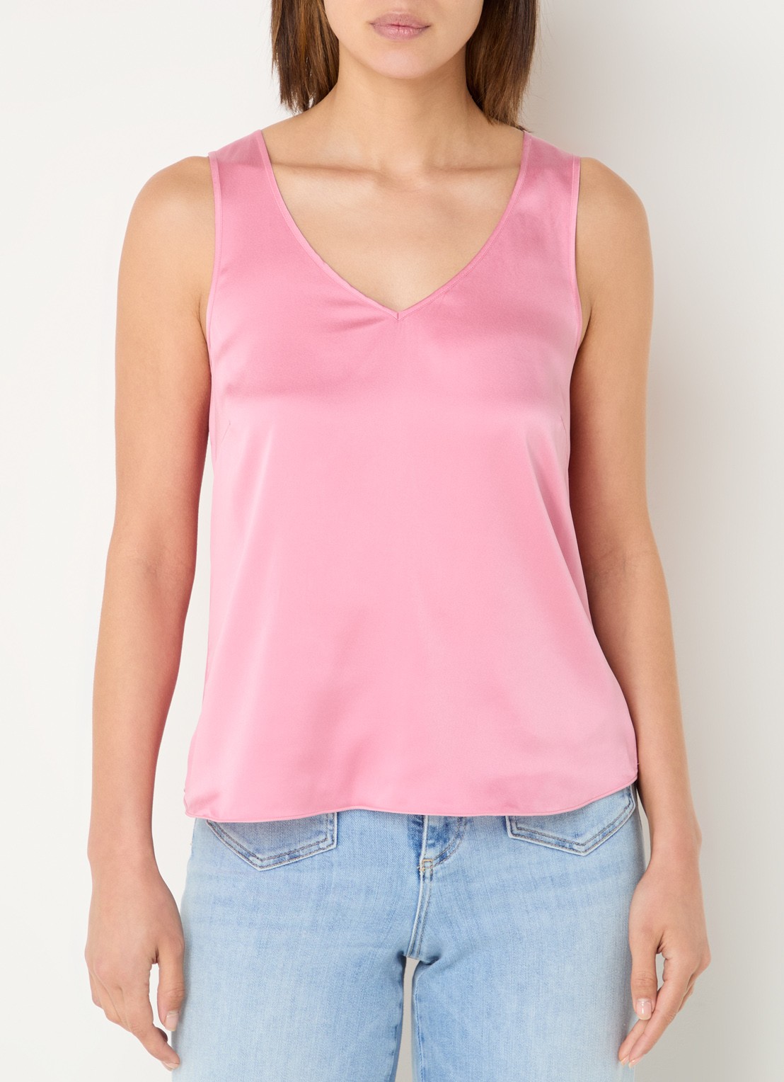 Mos Mosh MMAstrid mouwloze top van satijn - detail roze