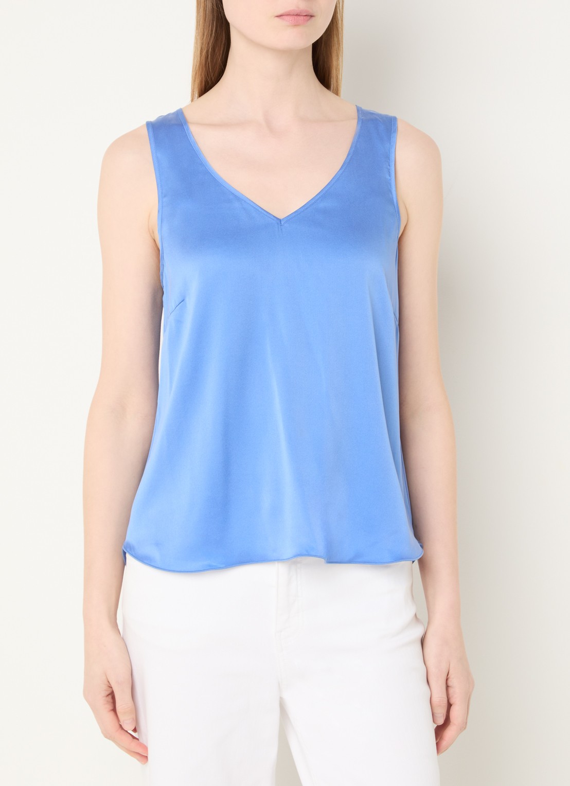 Mos Mosh MMAstrid mouwloze top van satijn - detail 4 blauw