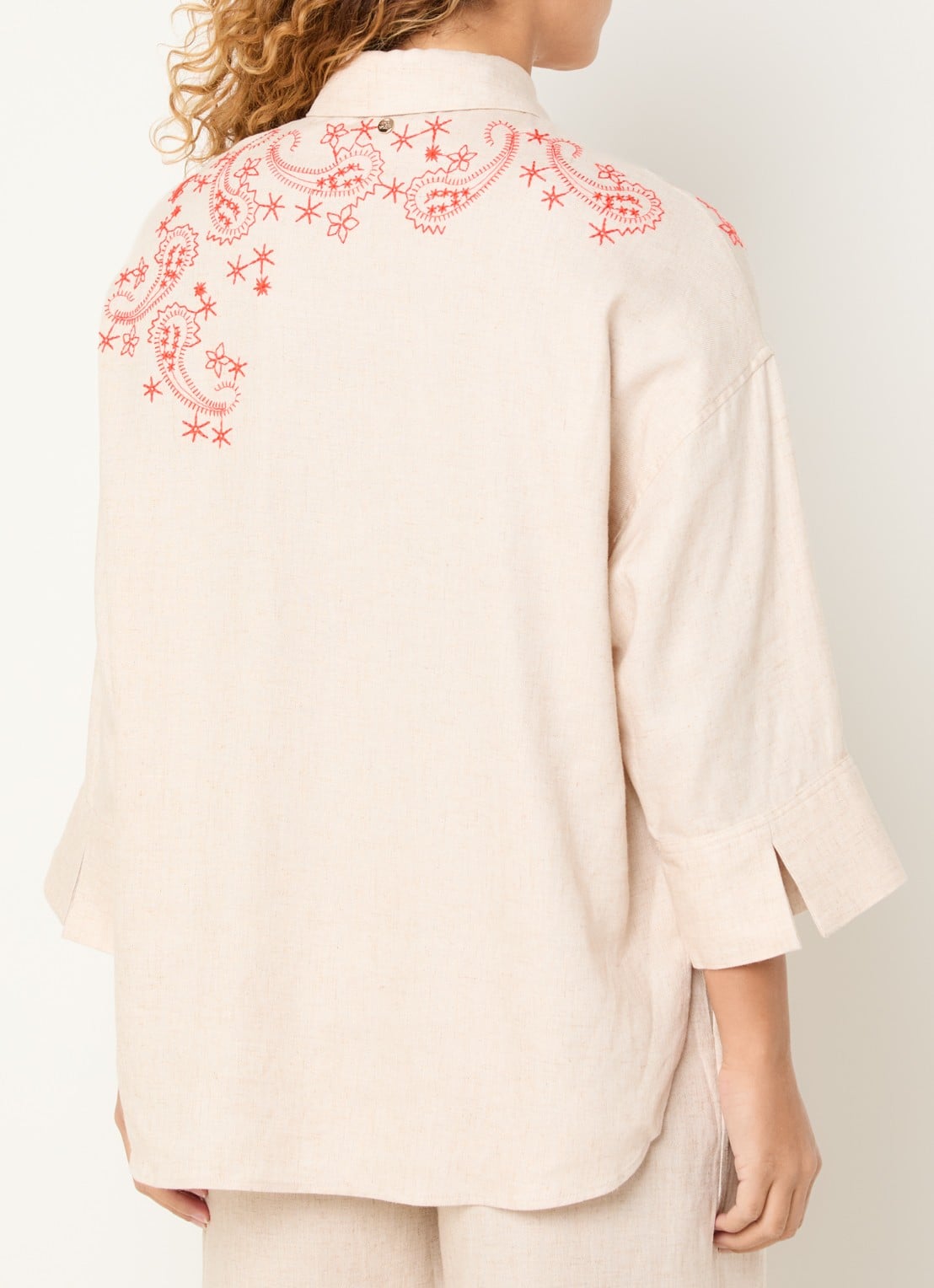Mos Mosh MMAudri blouse in linnenblend met borduring - achterkant 4 beige