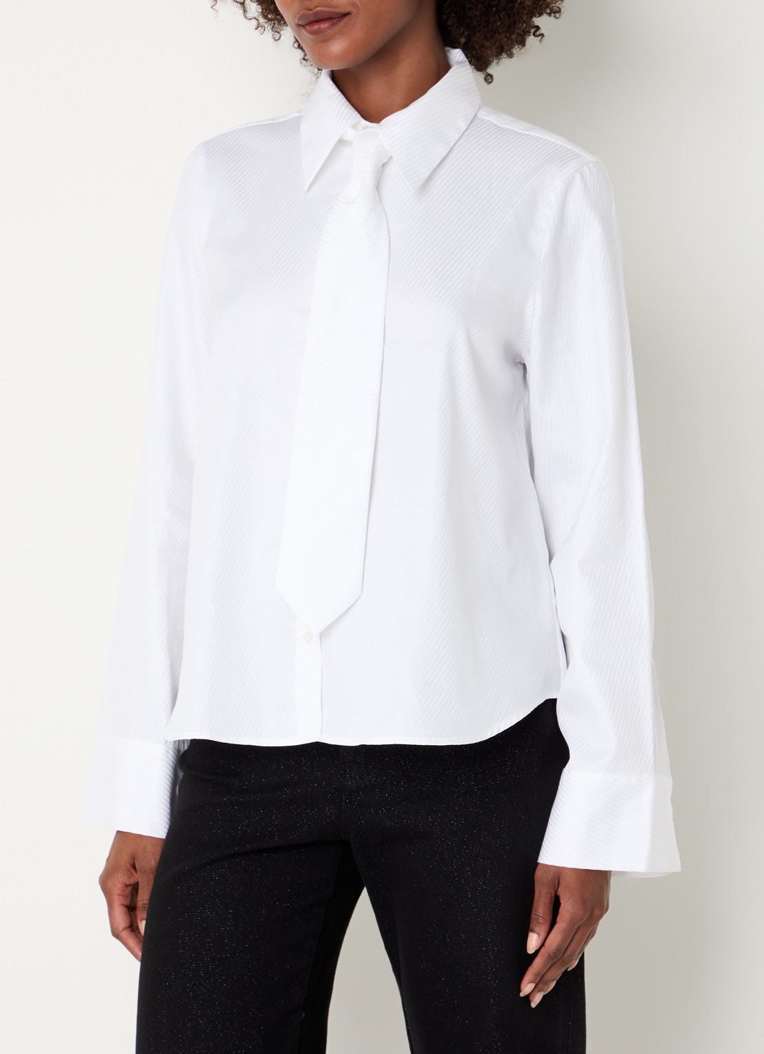 Mos Mosh MMAyen blouse met stropdas - detail 4 wit