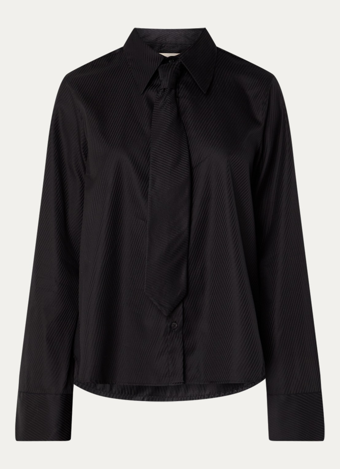 Mos Mosh MMAyen blouse met stropdas - voorkant zwart