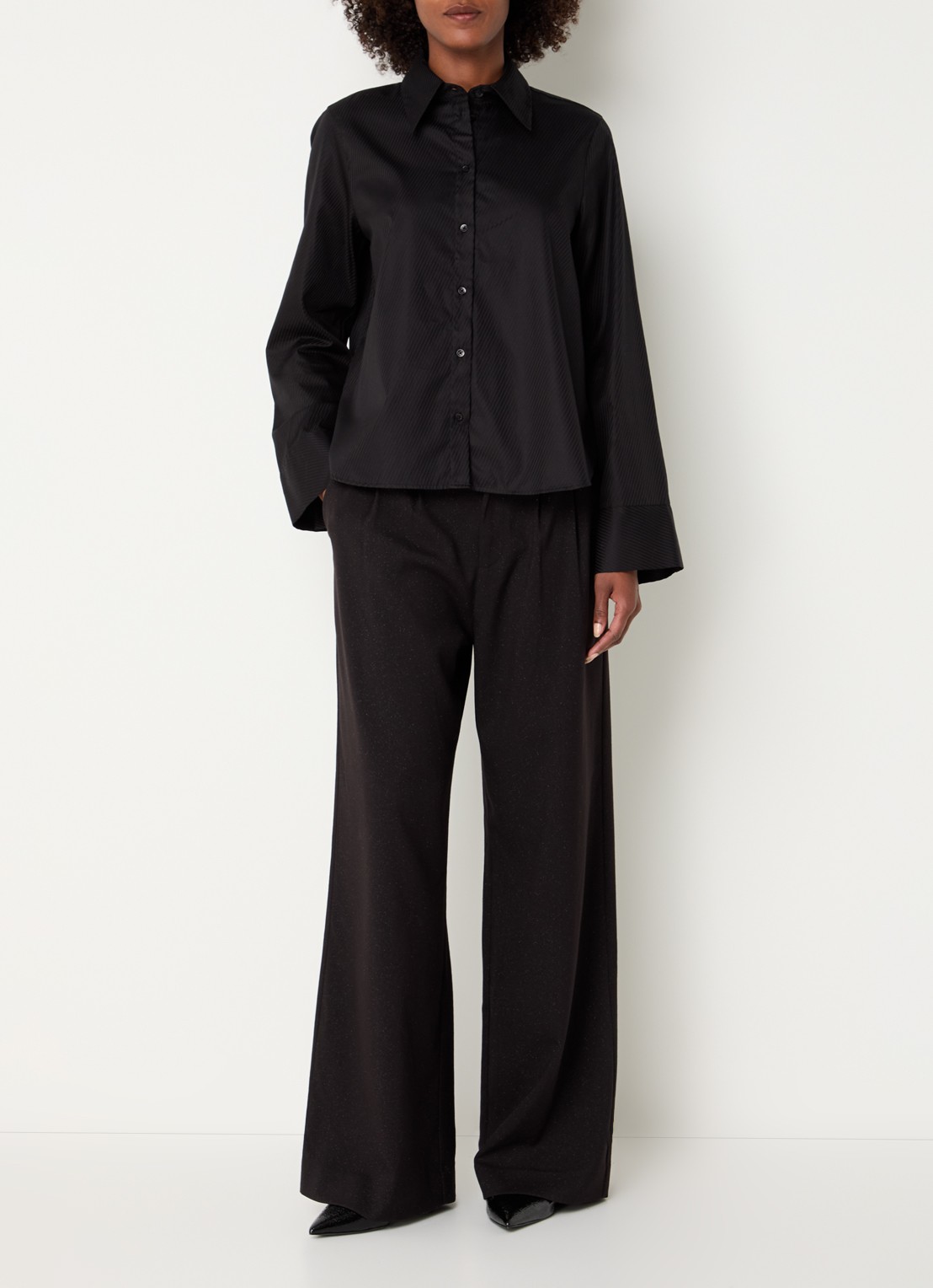 Mos Mosh MMAyen blouse met stropdas - voorkant 2 zwart