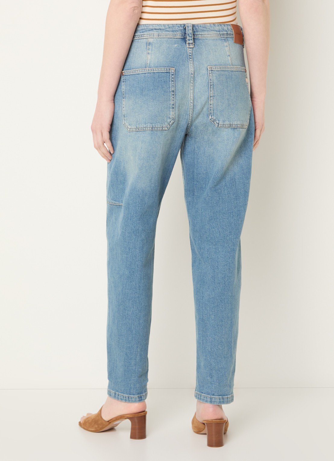 Mos Mosh MMAymen Galleon high waist straight leg jeans met steekzakken - achterkant 3 indigo