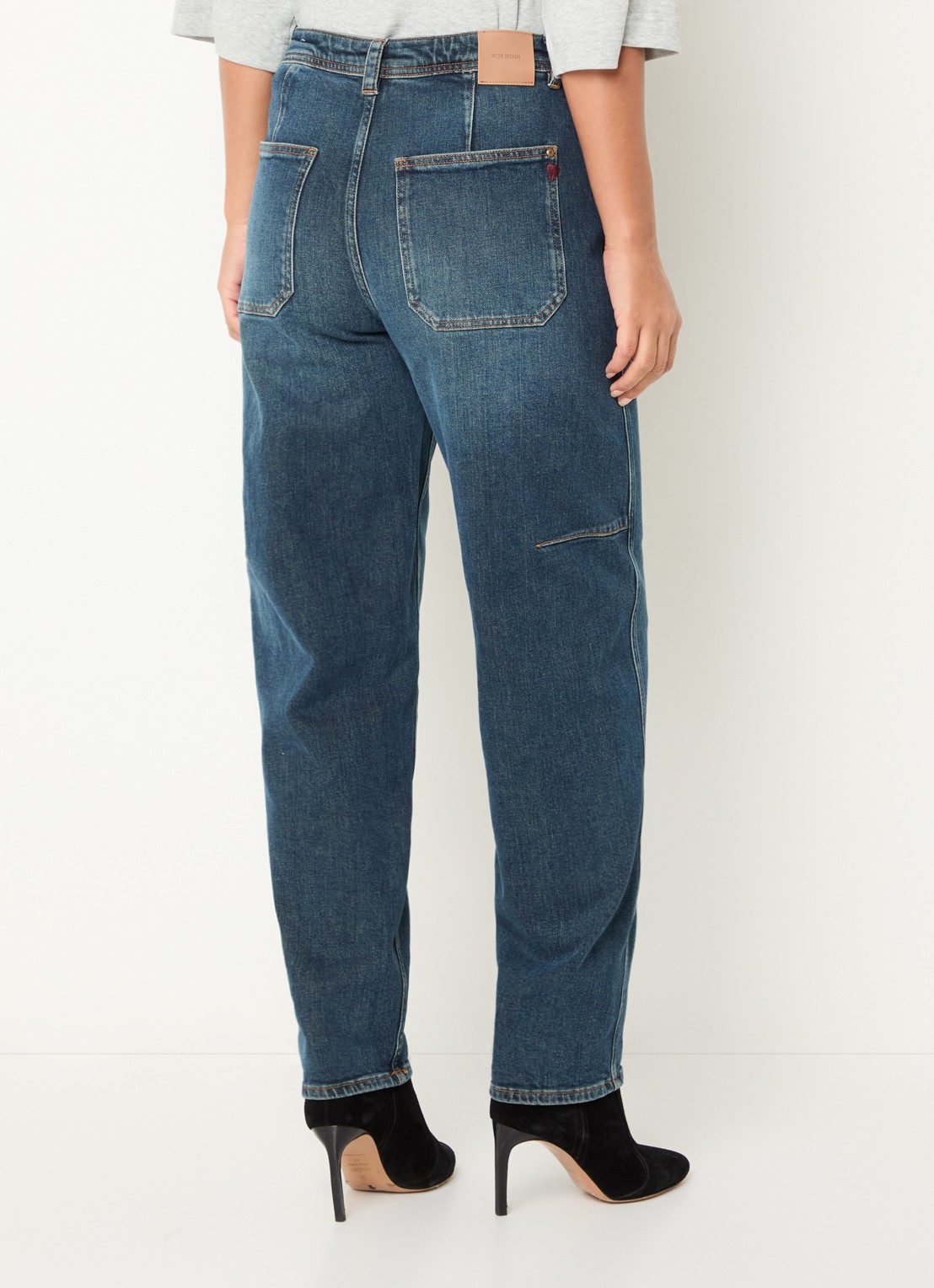 Mos Mosh MMAymen Galleon high waist tapered fit jeans met medium wassing - achterkant 3 indigo