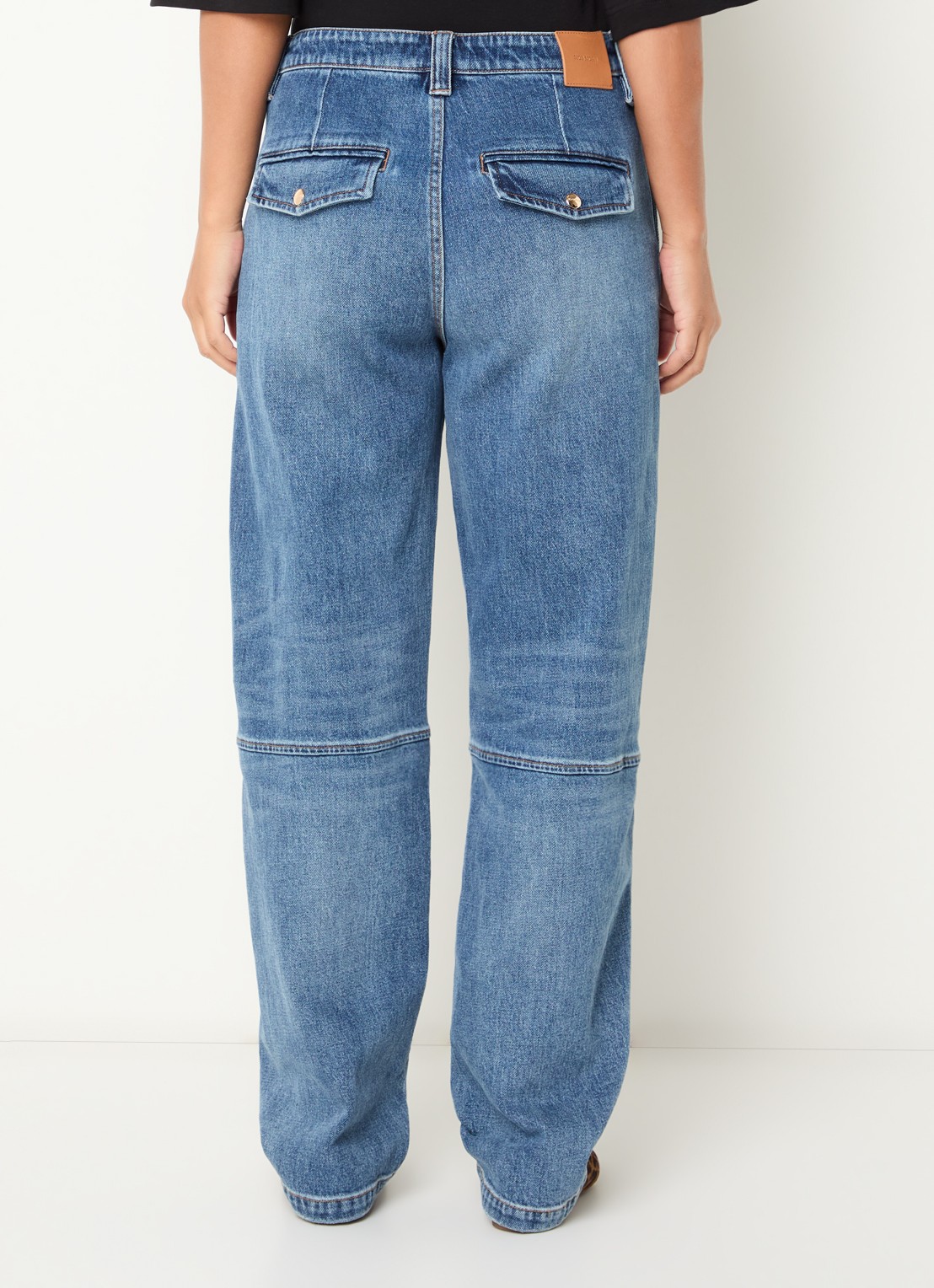 Mos Mosh MMAymen high waist loose fit jeans met medium wassing - achterkant indigo