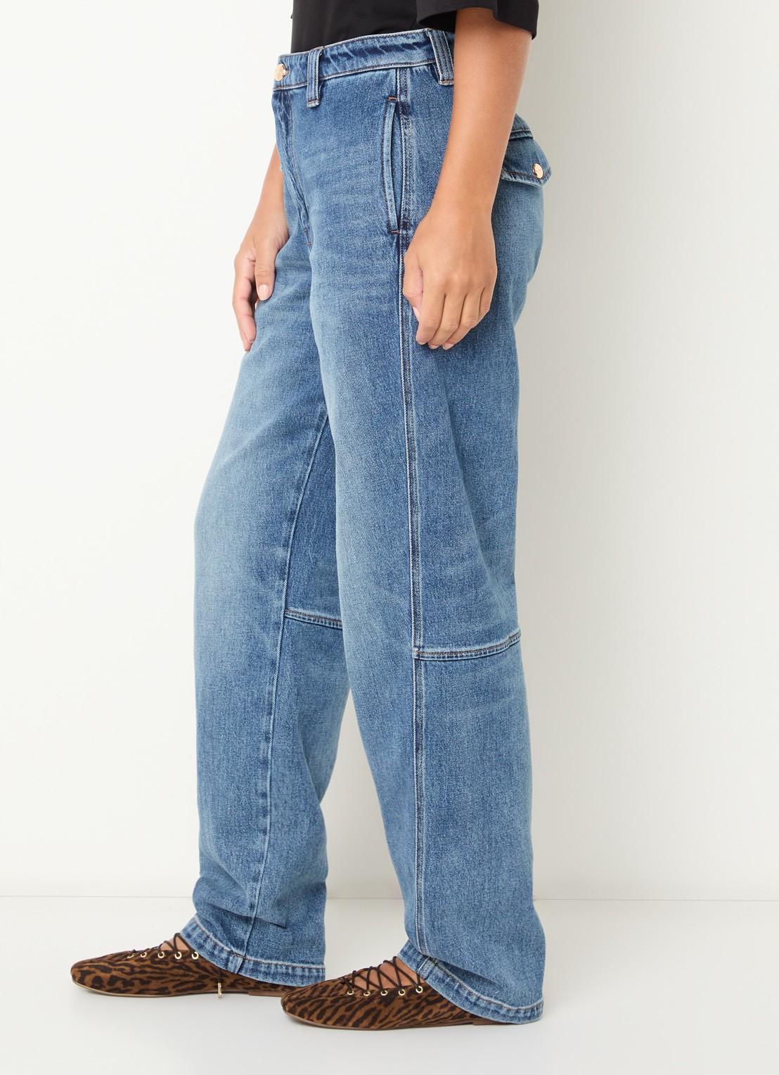 Mos Mosh MMAymen high waist loose fit jeans met medium wassing - detail 3 indigo
