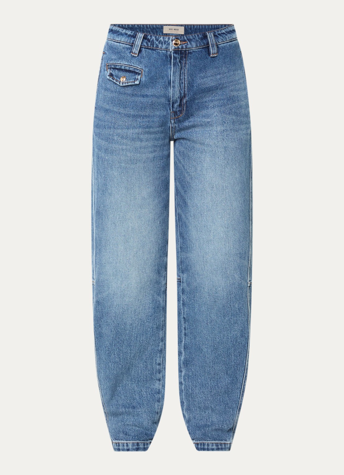 Mos Mosh MMAymen high waist loose fit jeans met medium wassing - voorkant 4 indigo