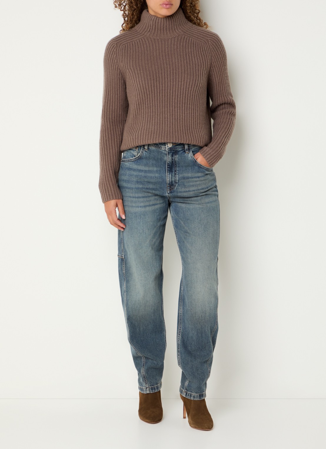 Mos Mosh MMAymen Kyoto high waist tapered jeans met steekzakken - voorkant 3 indigo
