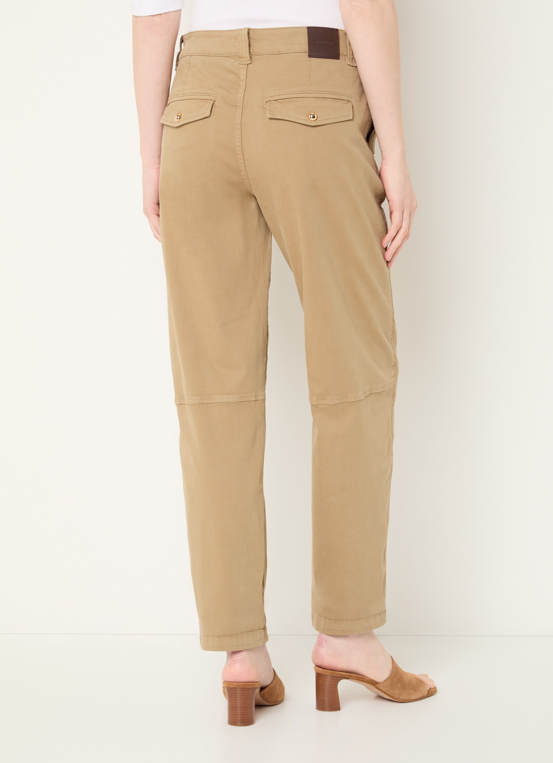 Mos Mosh MMAYmen Len high waist tapered fit chino met steekzakken - achterkant beige