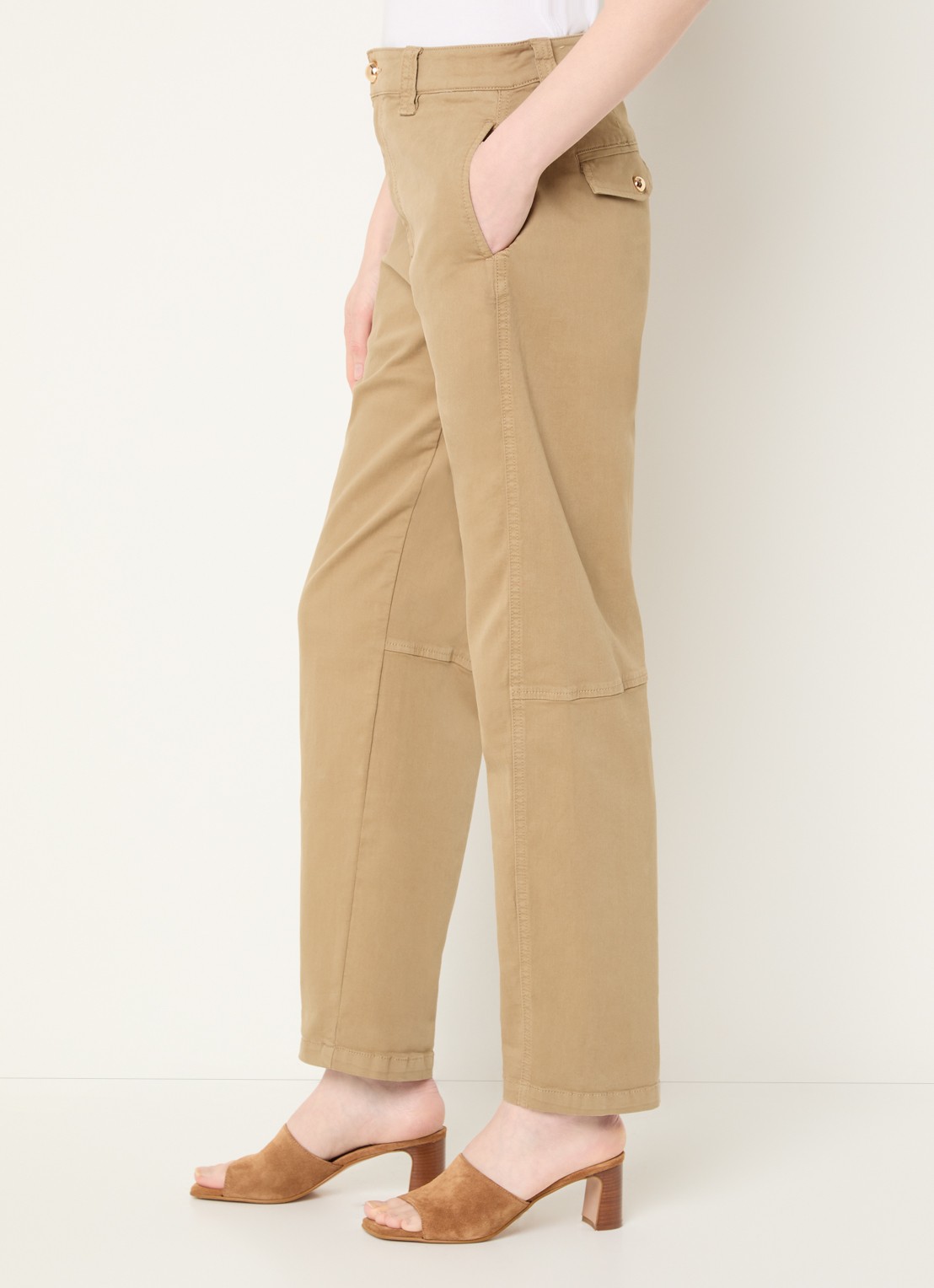 Mos Mosh MMAYmen Len high waist tapered fit chino met steekzakken - detail 5 beige