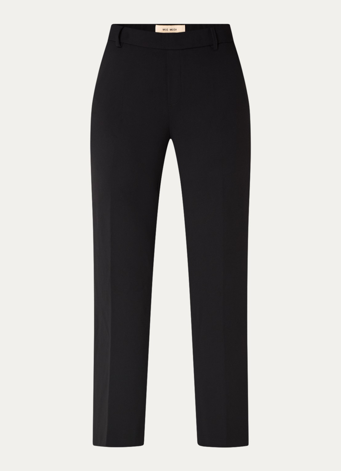 Mos Mosh MMBai Leia high waist straight fit cropped pantalon met persplooi - voorkant 2 zwart