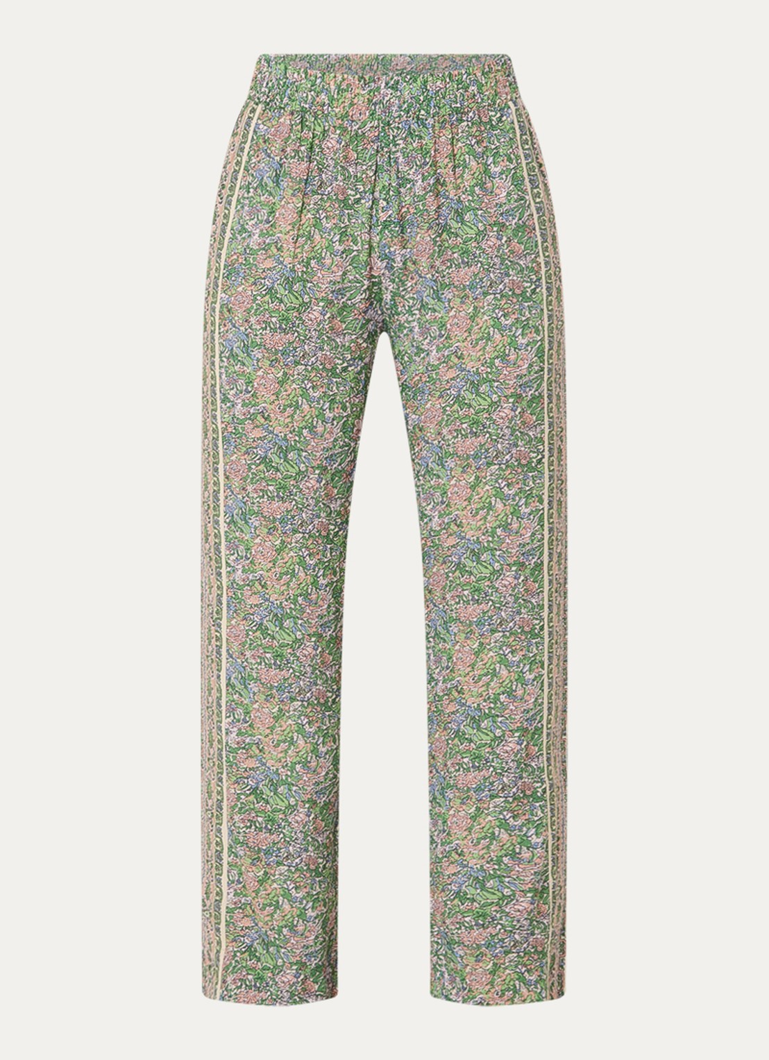 Mos Mosh MMBala high waist straight fit pantalon met bloemenprint - voorkant 2 groen