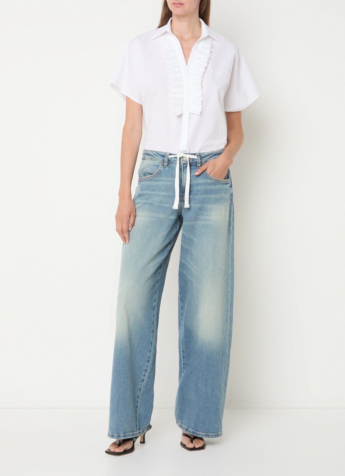 Mos Mosh MMBiana blouse met ruches - voorkant 4 wit