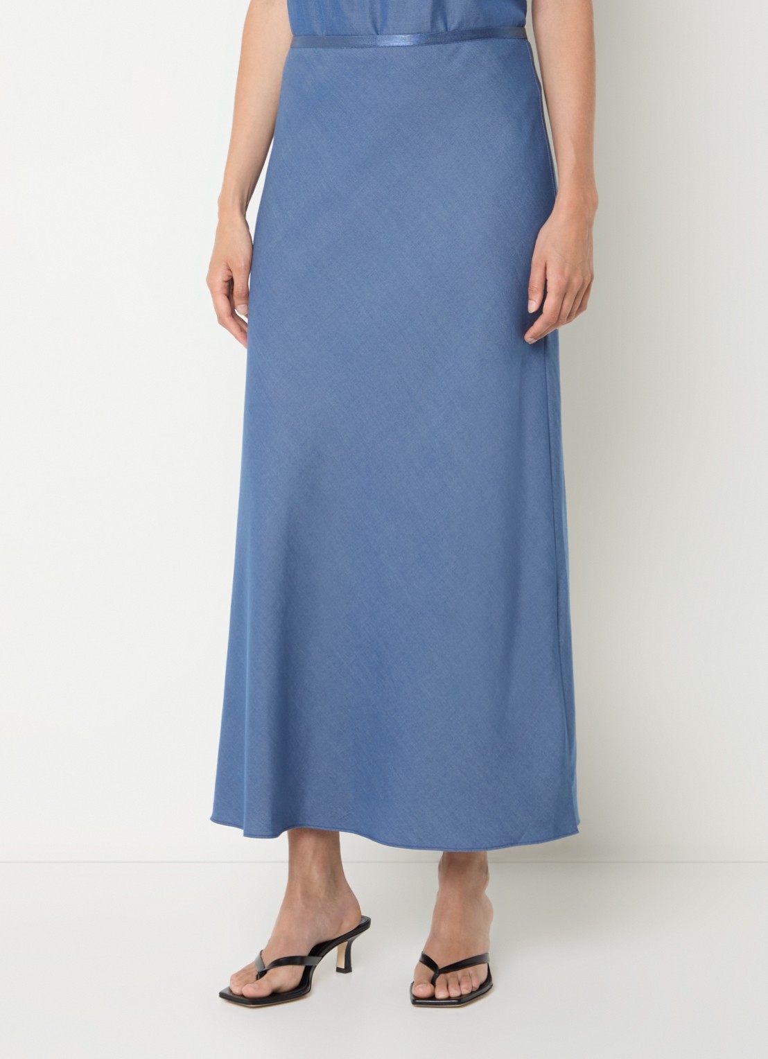 Mos Mosh MMBias maxi rok  - detail 3 staalblauw