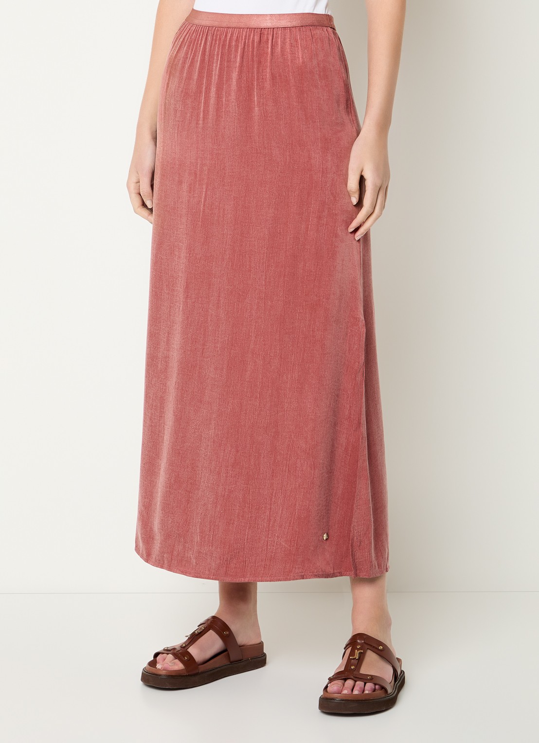 Mos Mosh MMBias Nadie midi rok met split - detail 3 oudroze