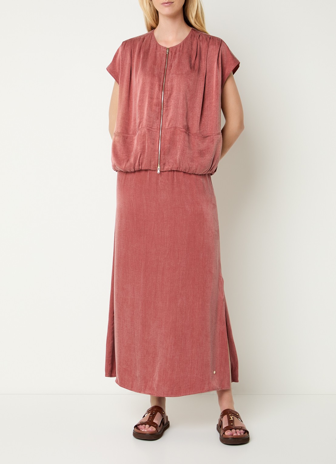 Mos Mosh MMBias Nadie midi rok met split - voorkant 2 oudroze