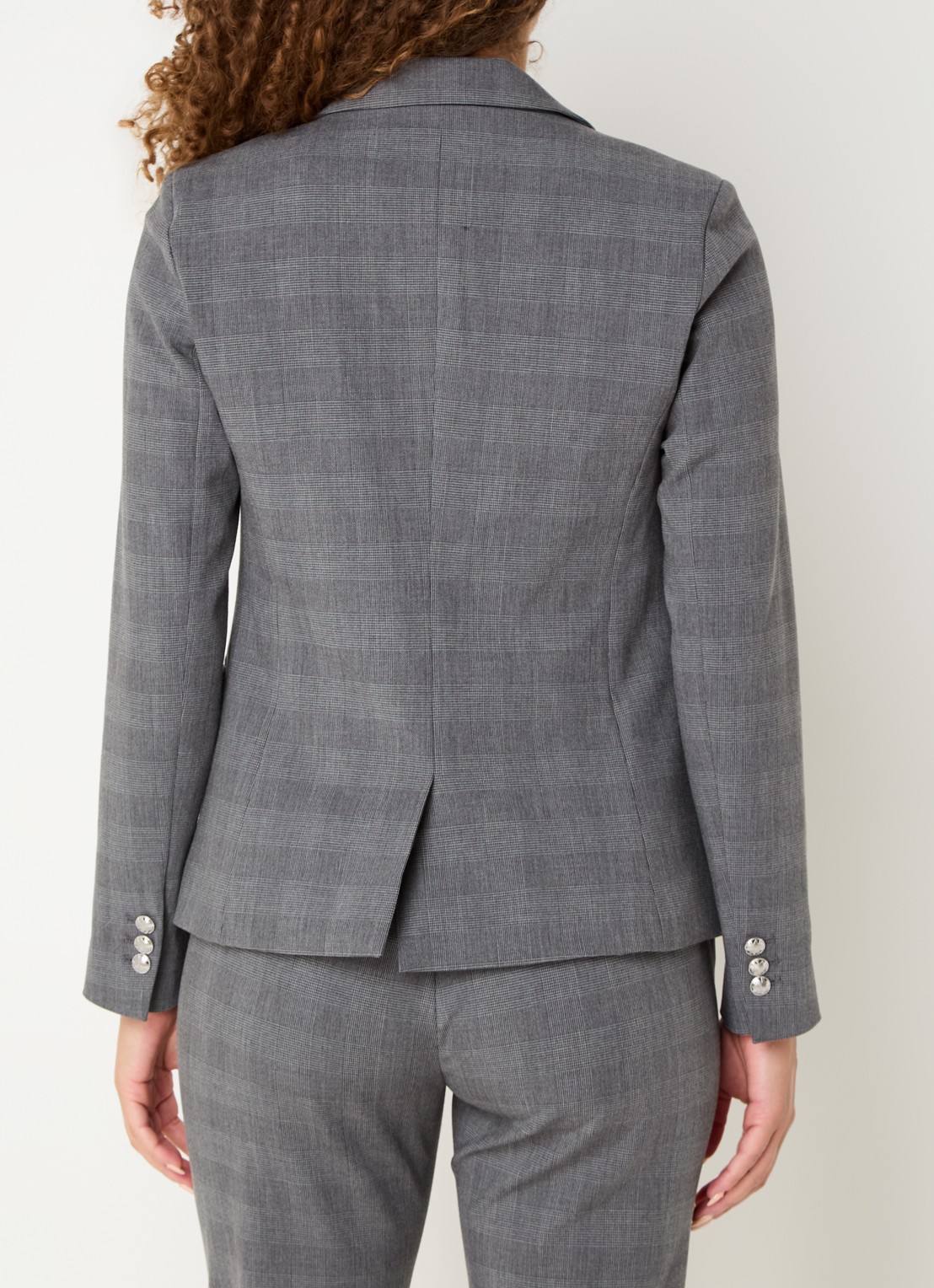 Mos Mosh MMBlake blazer met ruitdessin en klepzakken - achterkant 3 grijs