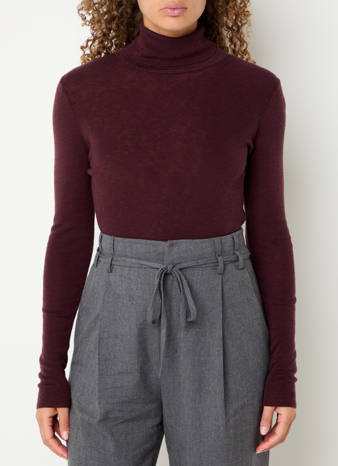 Mos Mosh MMBouch trui van wol met col - detail 4 aubergine
