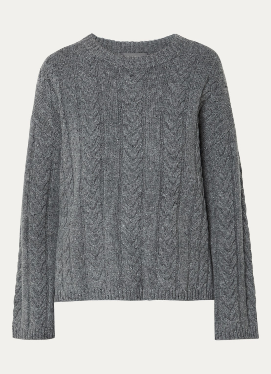 Mos Mosh MMBryndis kabelgebreide pullover van wol - voorkant grijs