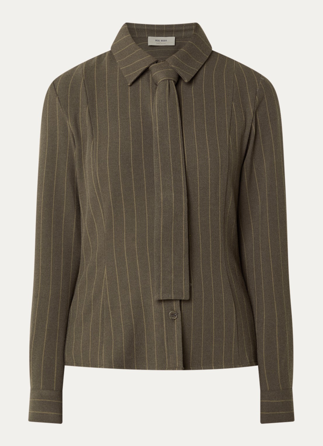 Mos Mosh MMCalvi York blouse met streepprint - voorkant 2 donkerbeige