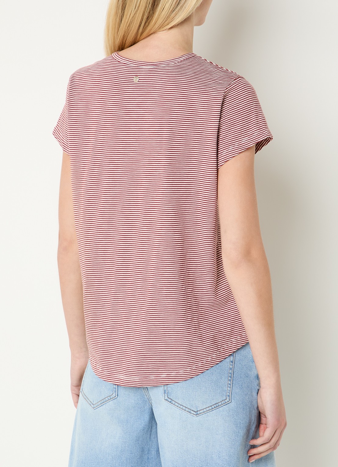 Mos Mosh MMCamp T-shirt met streepprint - achterkant 4 steenrood