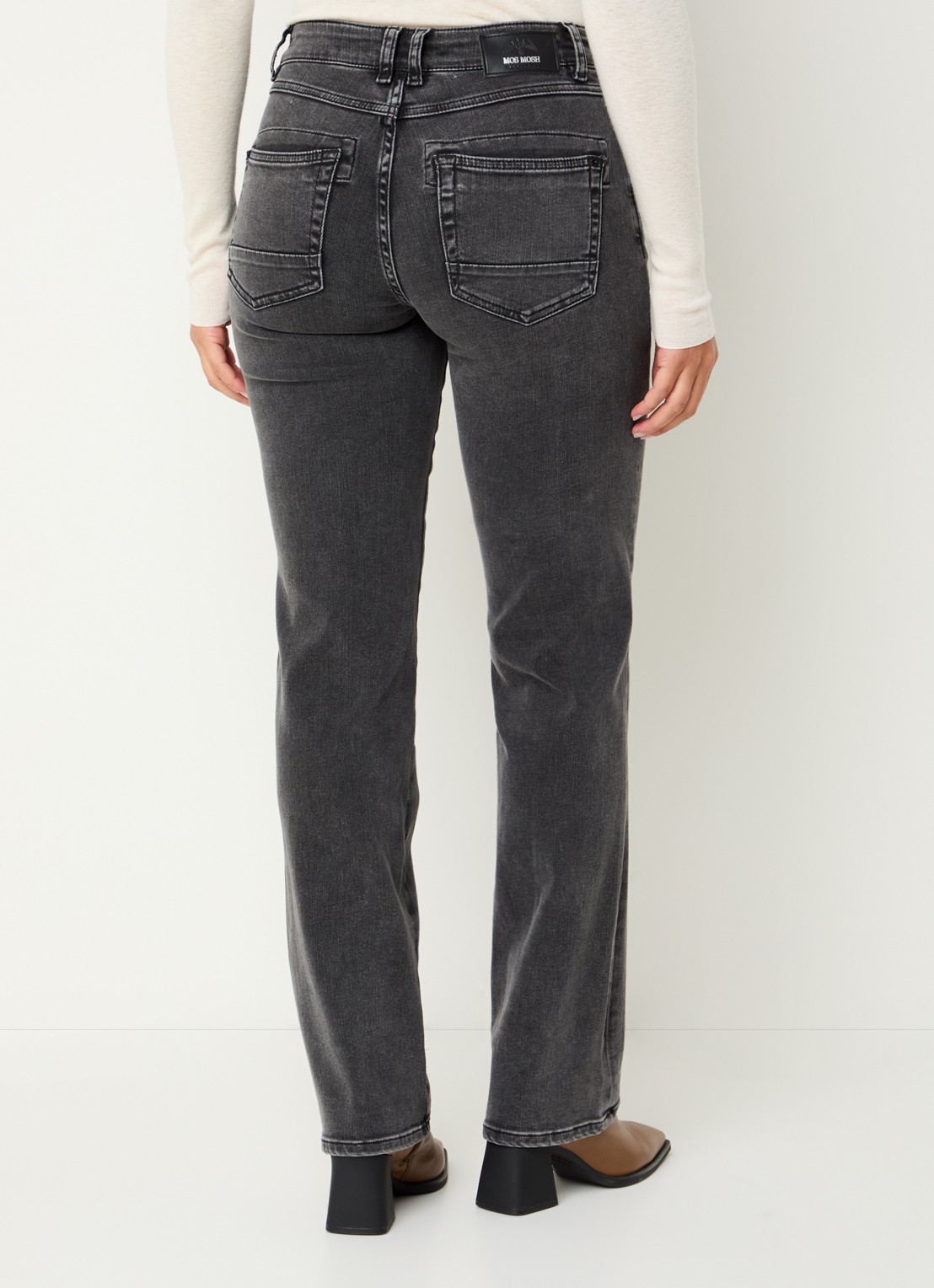 Mos Mosh MMCarla Naomi Deluxe high waist slim fit jeans met gekleurde wassing - achterkant 3 donkergrijs