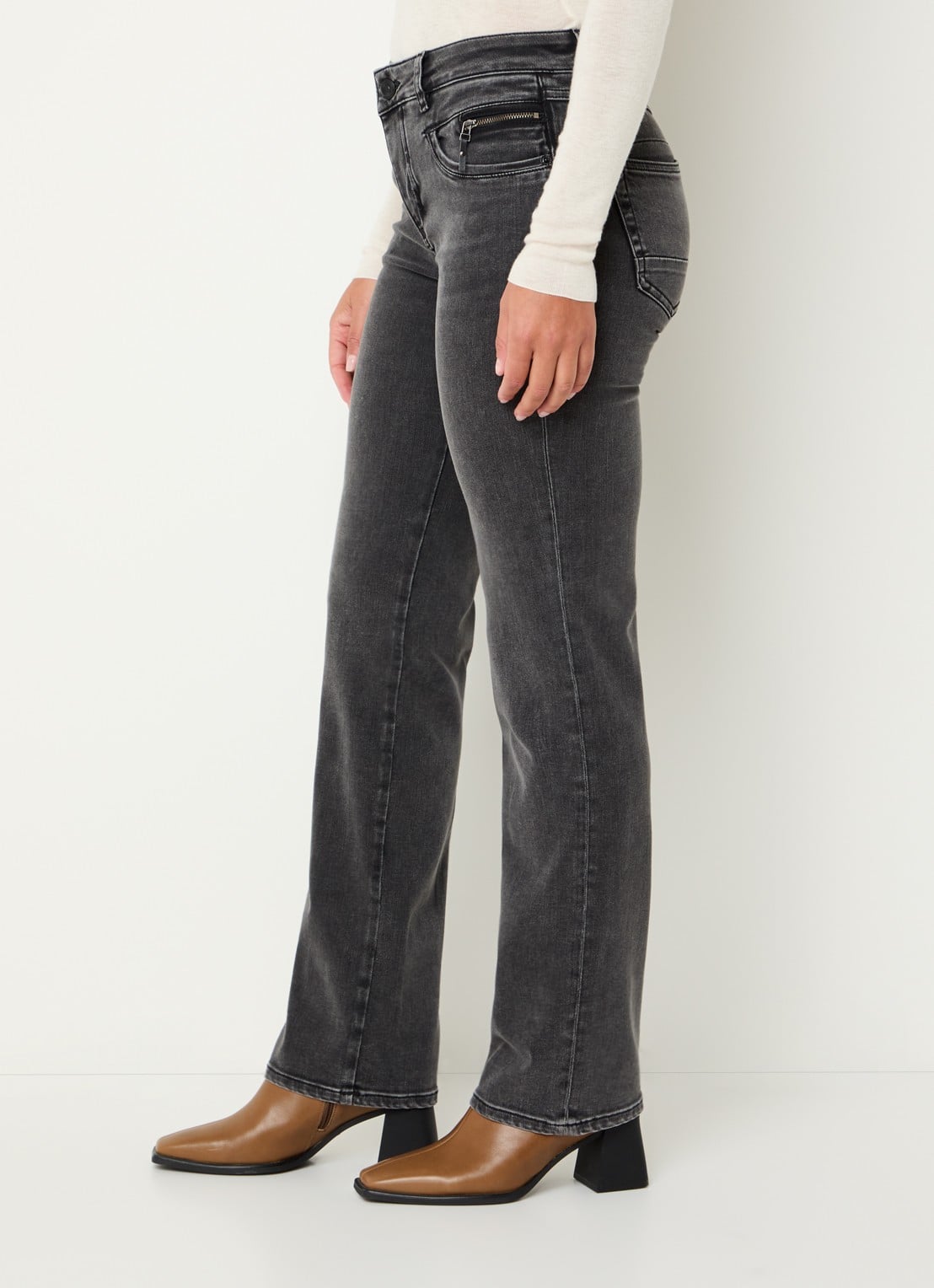 Mos Mosh MMCarla Naomi Deluxe high waist slim fit jeans met gekleurde wassing - detail 5 donkergrijs