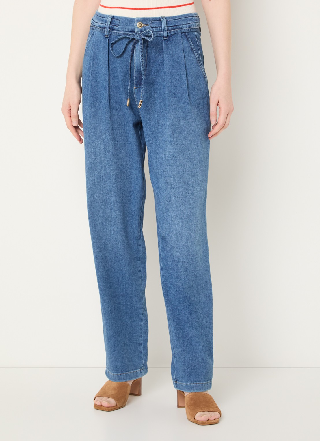 Mos Mosh MMCatania Crispy mid waist straight leg jeans met medium wassing - detail 2 indigo