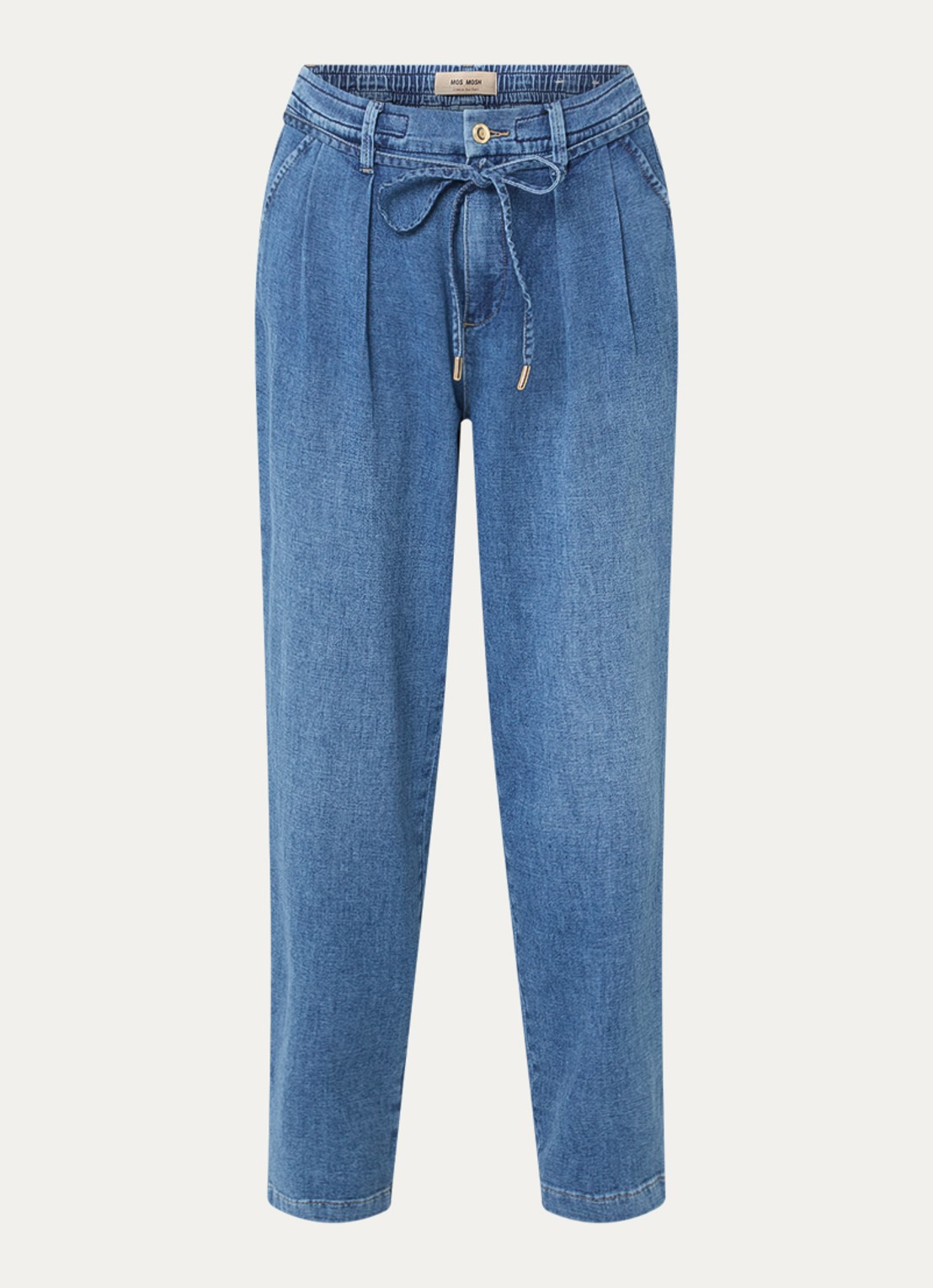Mos Mosh MMCatania Crispy mid waist straight leg jeans met medium wassing - voorkant 3 indigo