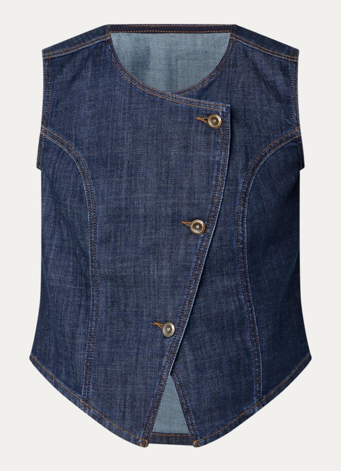 Mos Mosh MMCeden gilet van denim - voorkant 2 indigo