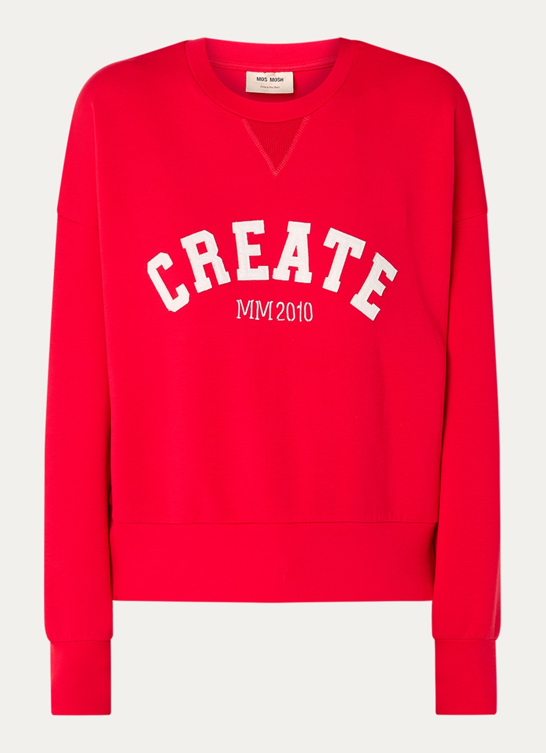 Mos Mosh MMCelli sweater met borduring - voorkant rood