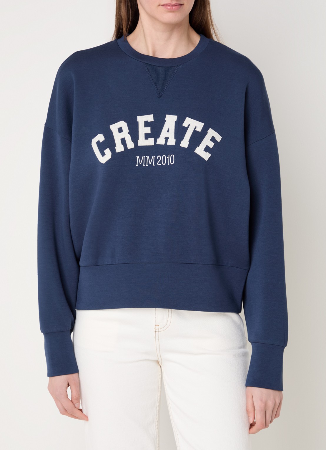 Mos Mosh MMCelli sweater met borduring - detail 3 donkerblauw