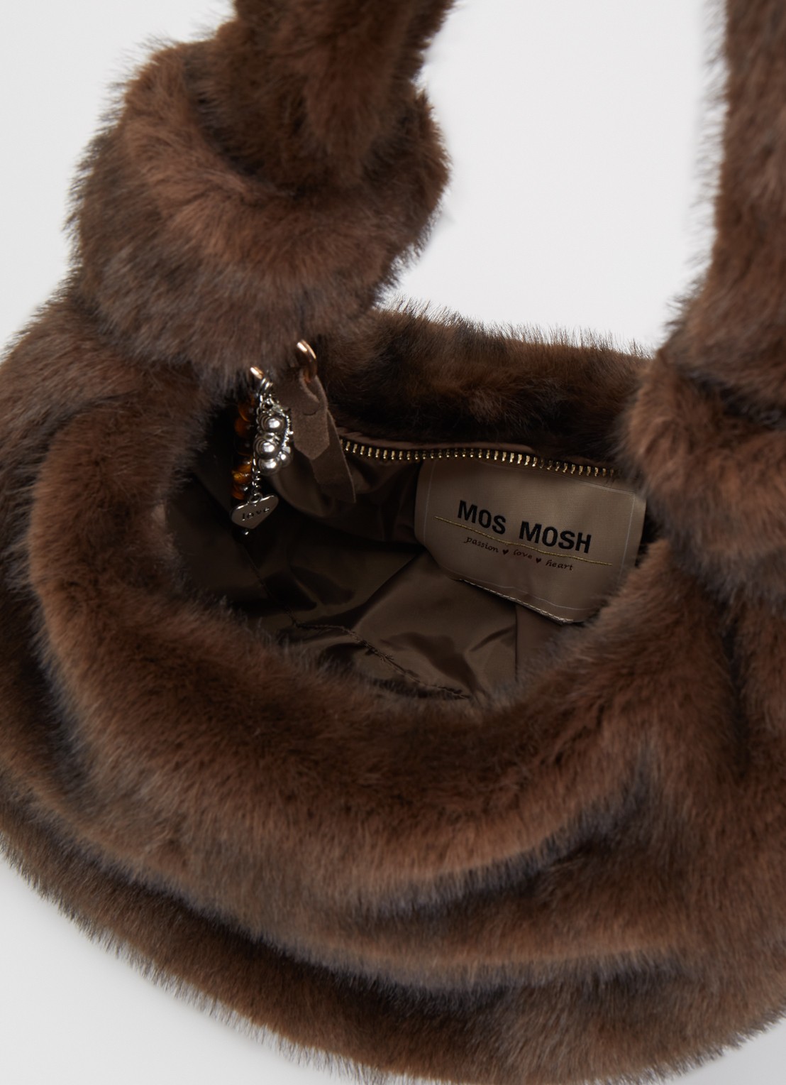 Mos Mosh MMCia crossbodytas van imitatiebont - detail 3 bruin