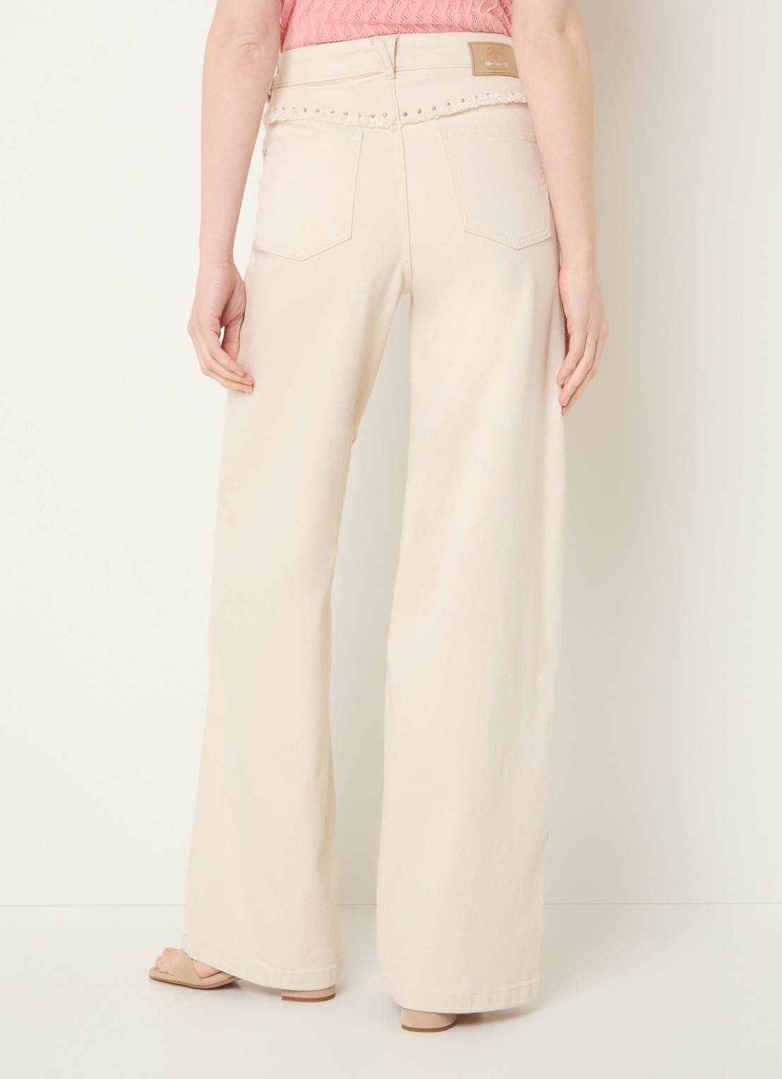 Mos Mosh MMColette high waist straight leg jeans met gekleurde wassing - achterkant beige