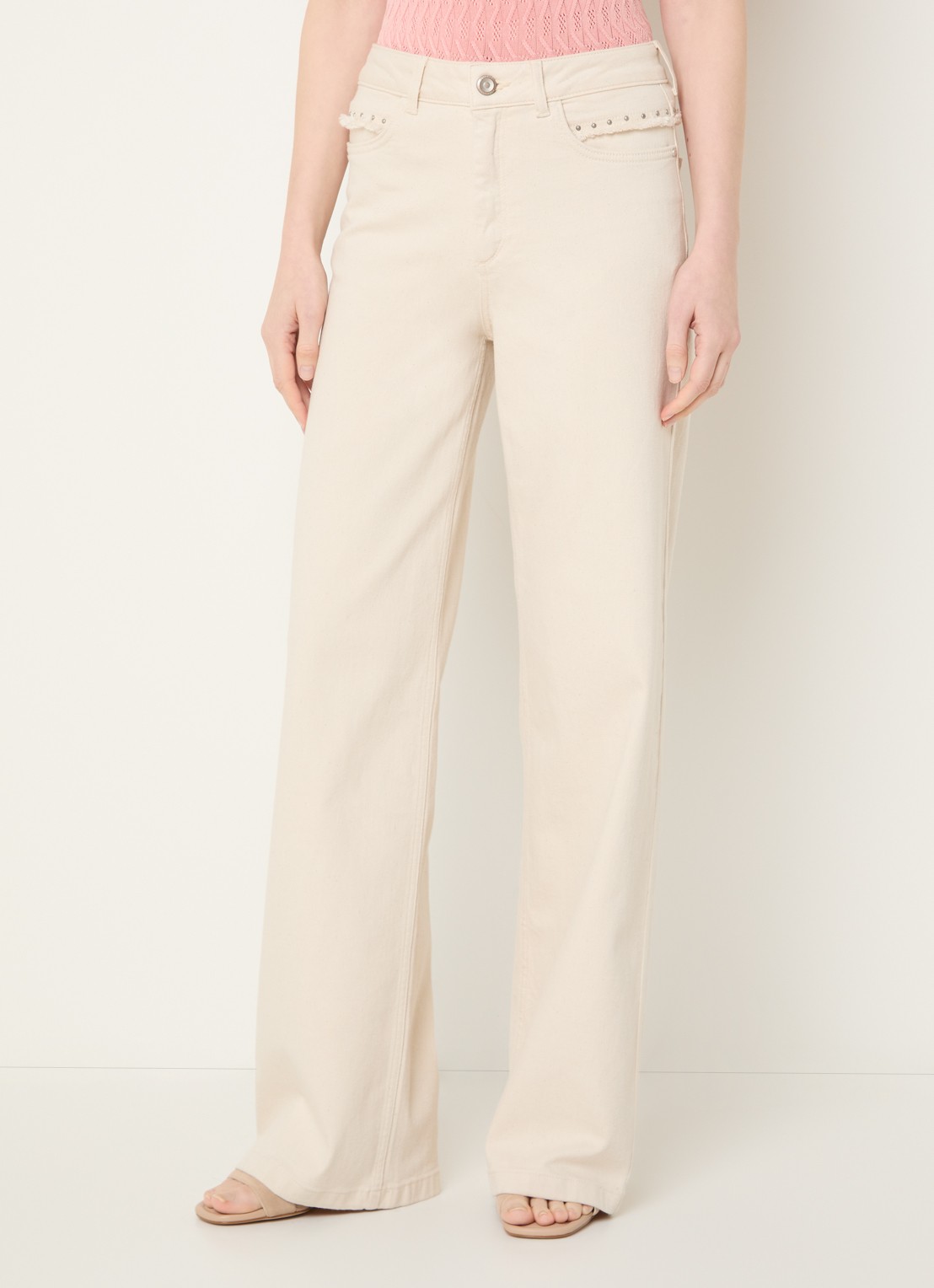 Mos Mosh MMColette high waist straight leg jeans met gekleurde wassing - detail 2 beige