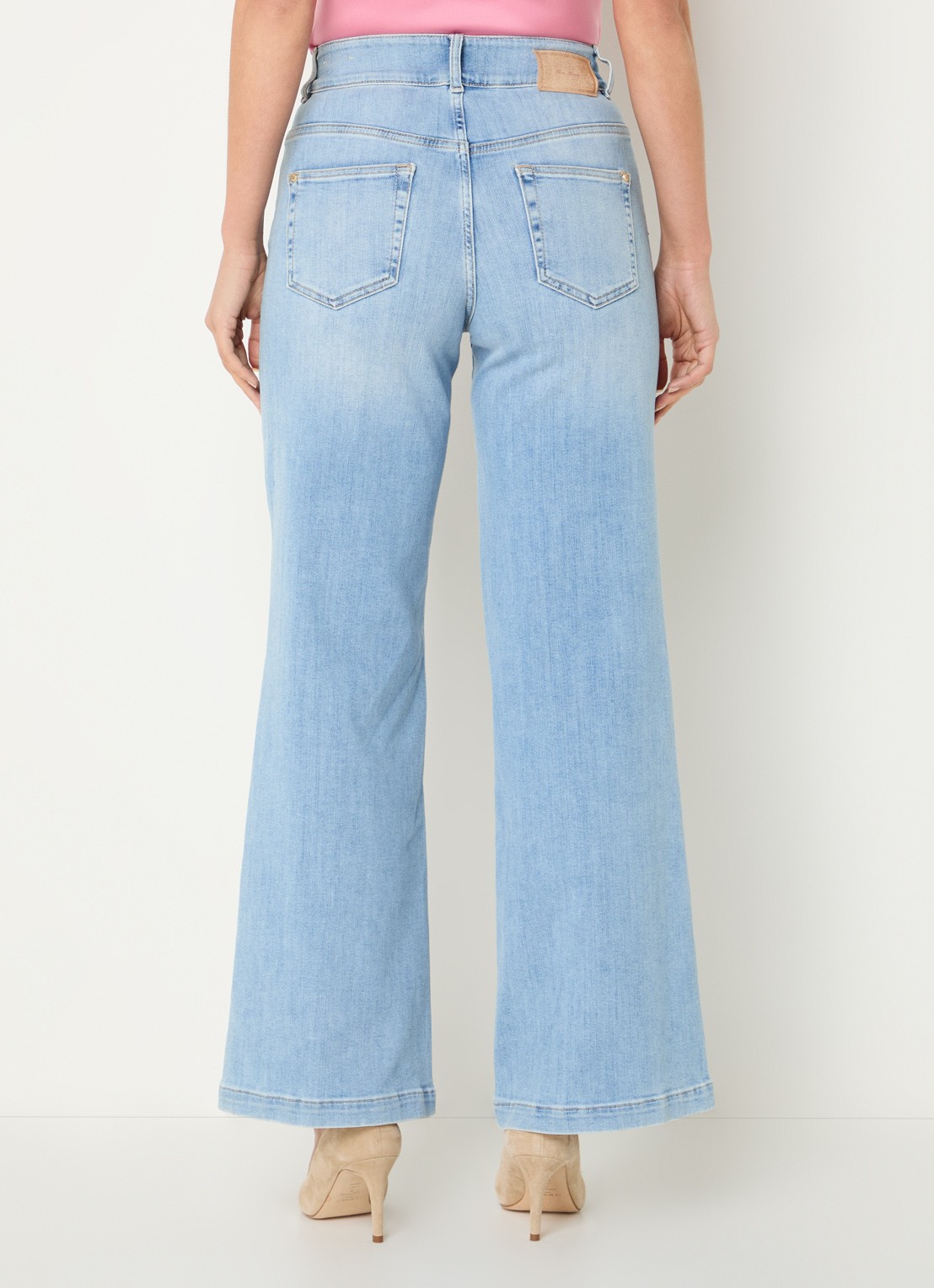 Mos Mosh MMColette high waist wide leg jeans met klepzakken - achterkant 2 indigo