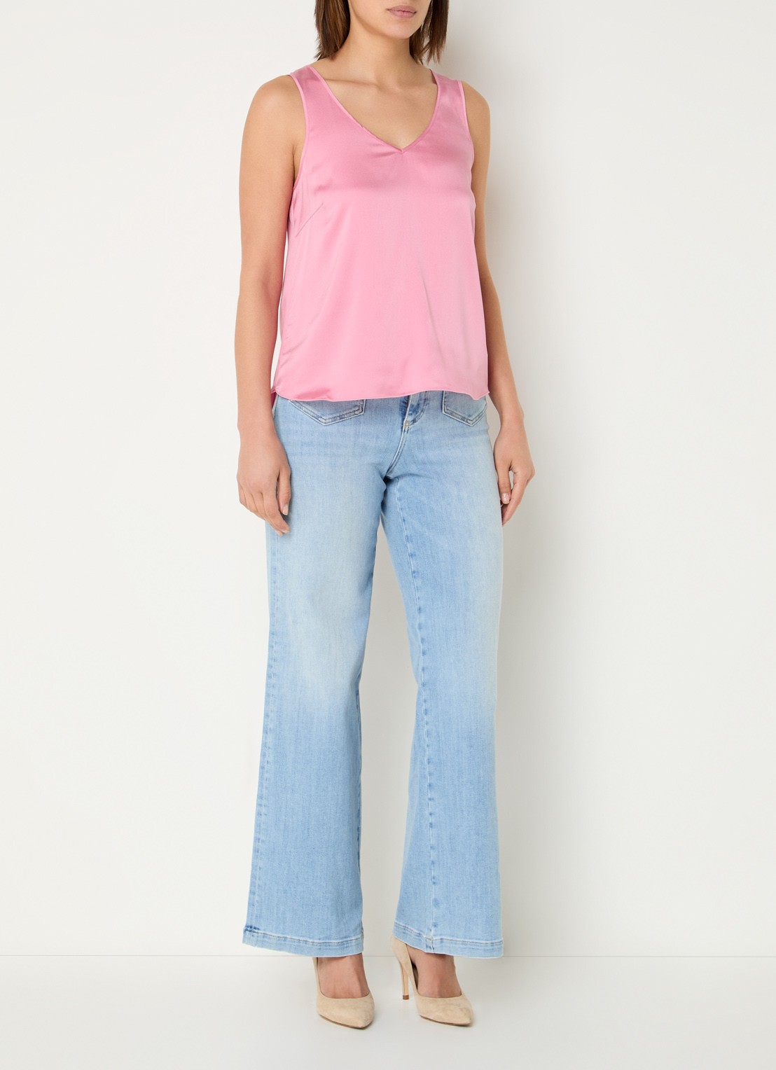 Mos Mosh MMColette high waist wide leg jeans met klepzakken - voorkant 4 indigo