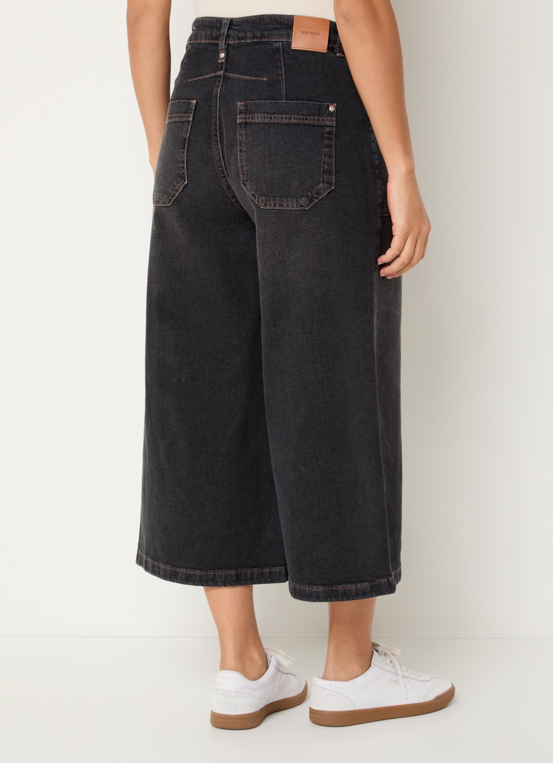 Mos Mosh MMCulotte Juventus high waist wide leg jeans met gekleurde wassing - achterkant 3 antraciet