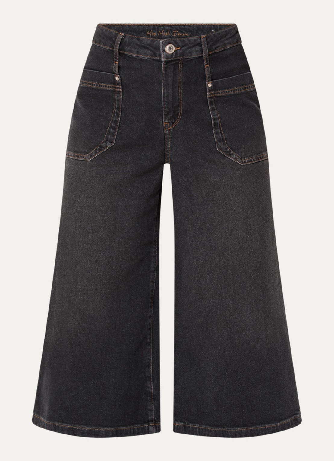 Mos Mosh MMCulotte Juventus high waist wide leg jeans met gekleurde wassing - voorkant antraciet