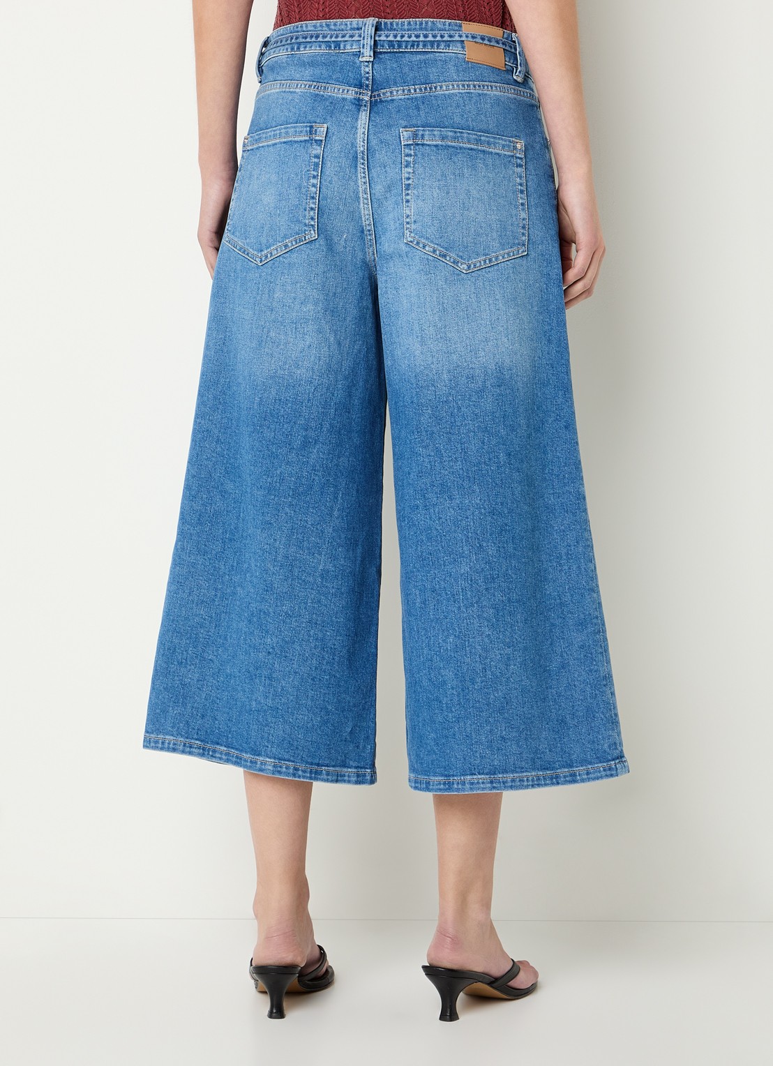 Mos Mosh MMCulotte Zack high waist wide fit culotte met steekzakken - achterkant blauw