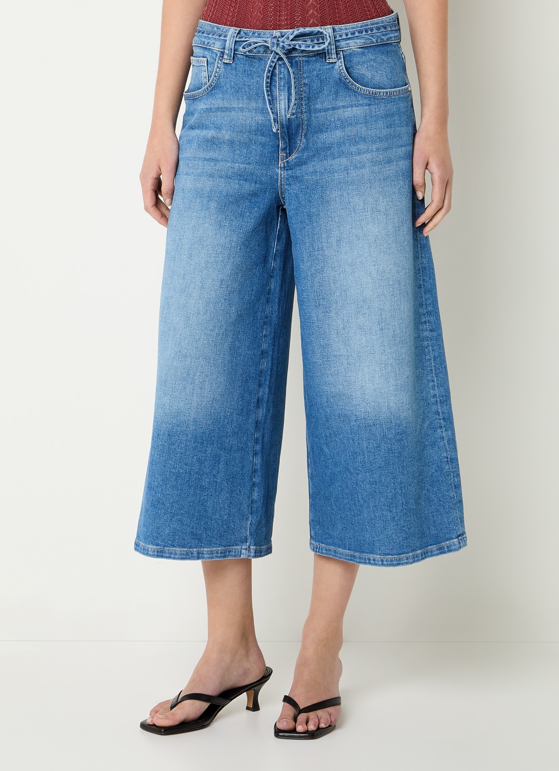 Mos Mosh MMCulotte Zack high waist wide fit culotte met steekzakken - detail 4 blauw