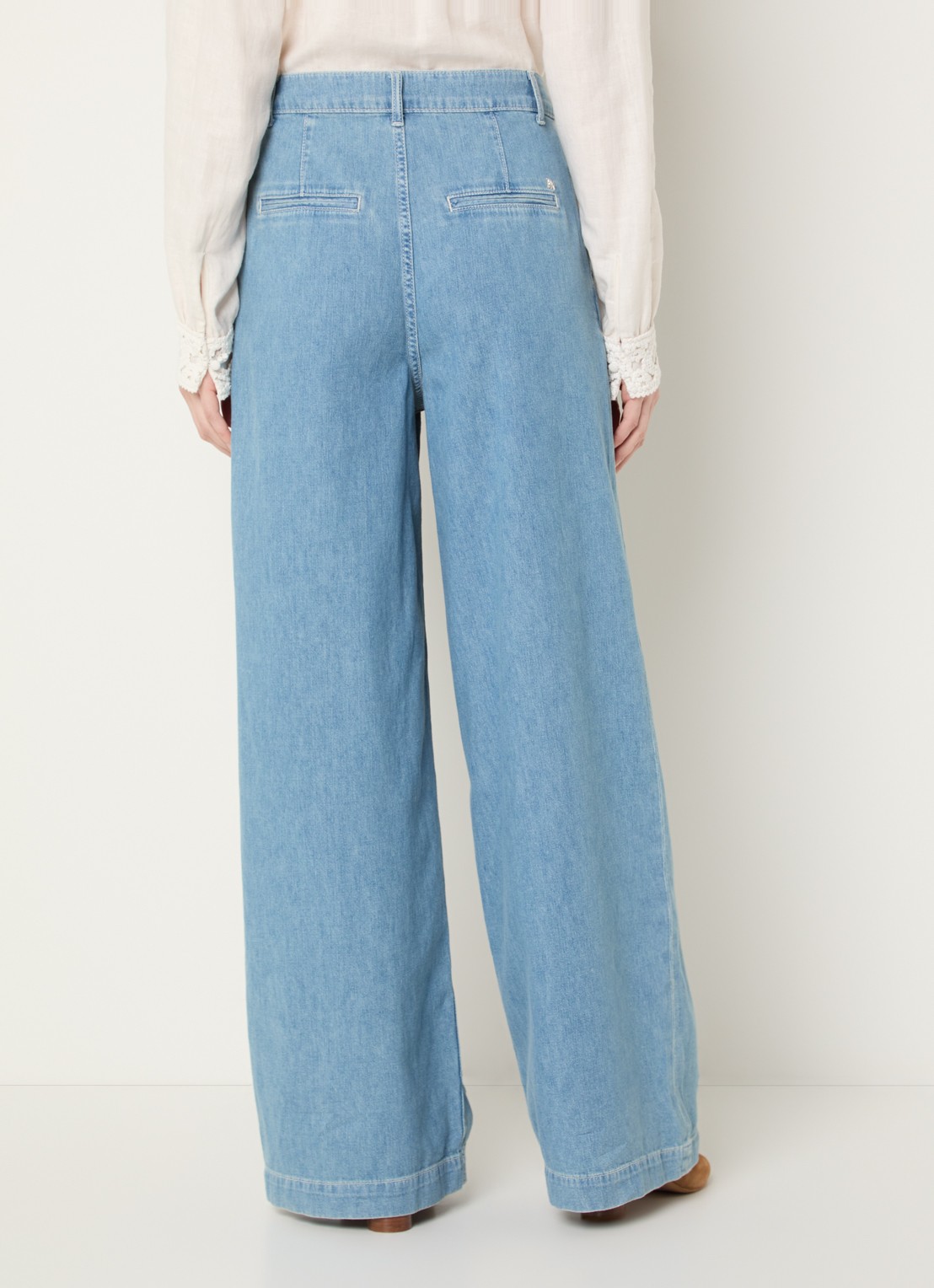 Mos Mosh MMDagny high waist wide leg jeans met lichte wassing - achterkant 3 indigo
