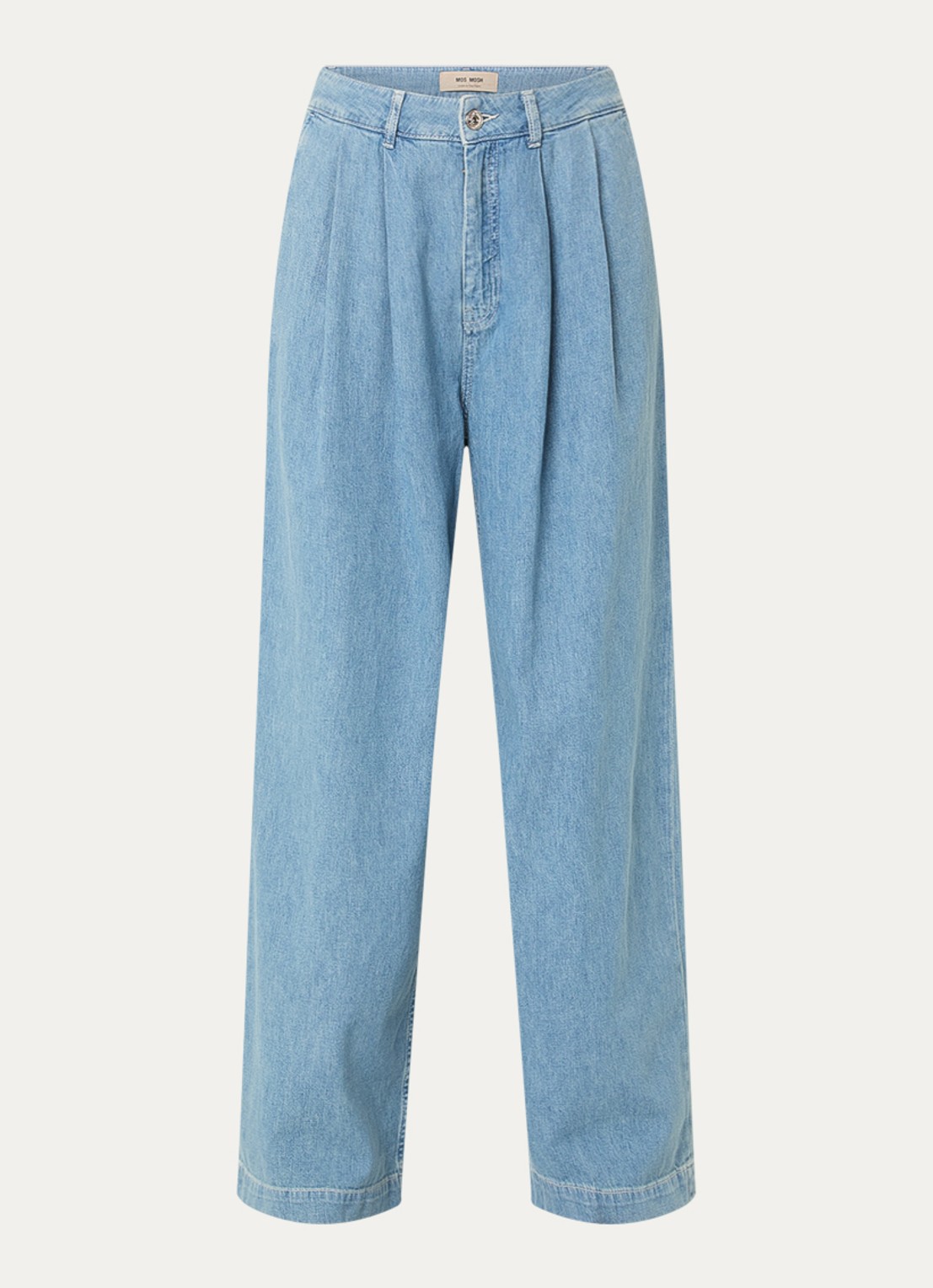 Mos Mosh MMDagny high waist wide leg jeans met lichte wassing - voorkant indigo
