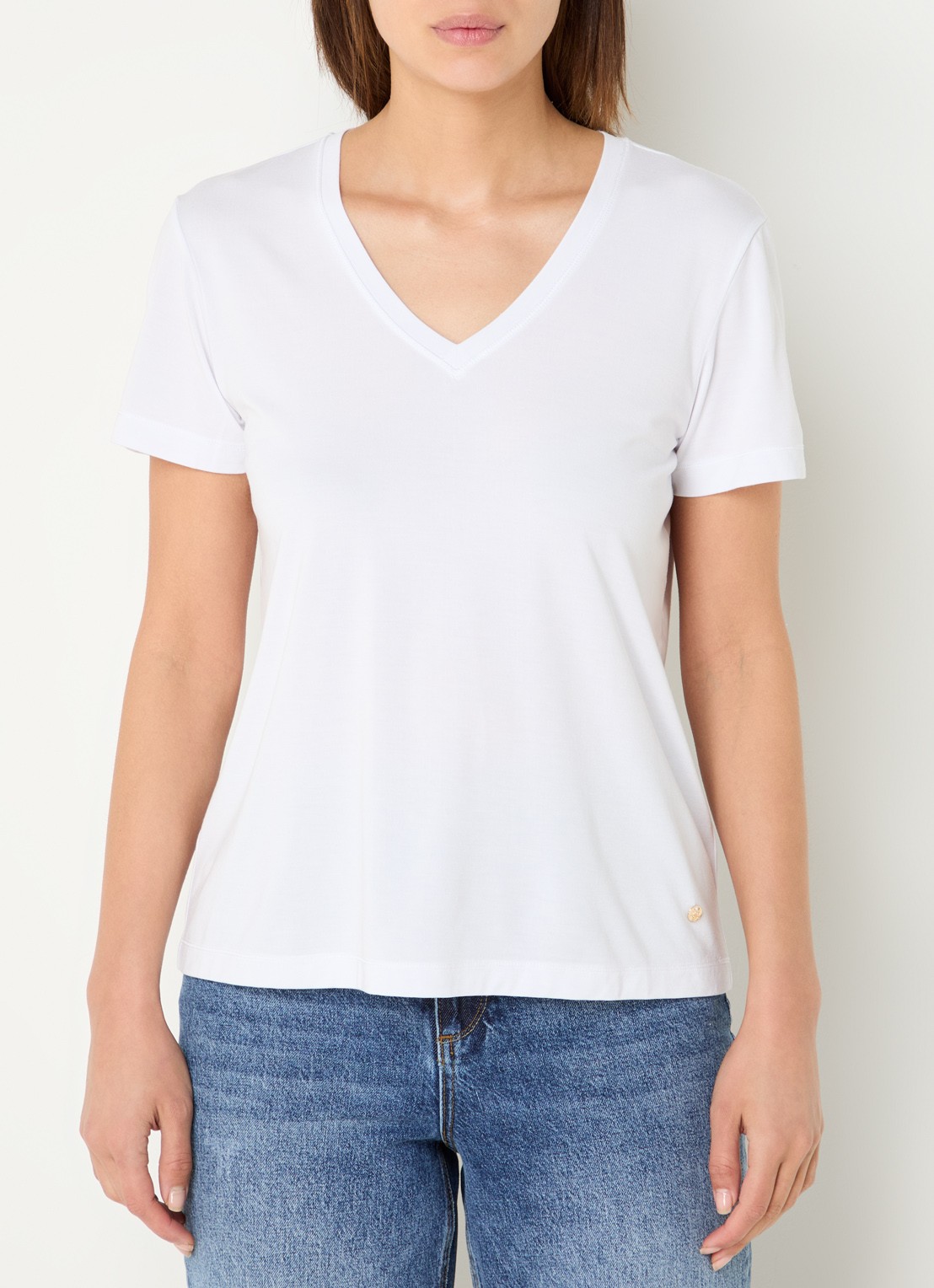 Mos Mosh MMDala T-shirt met V-hals - detail 4 wit