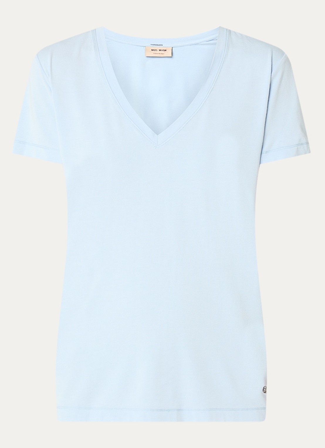 Mos Mosh MMDala T-shirt met V-hals - voorkant 2 lichtblauw