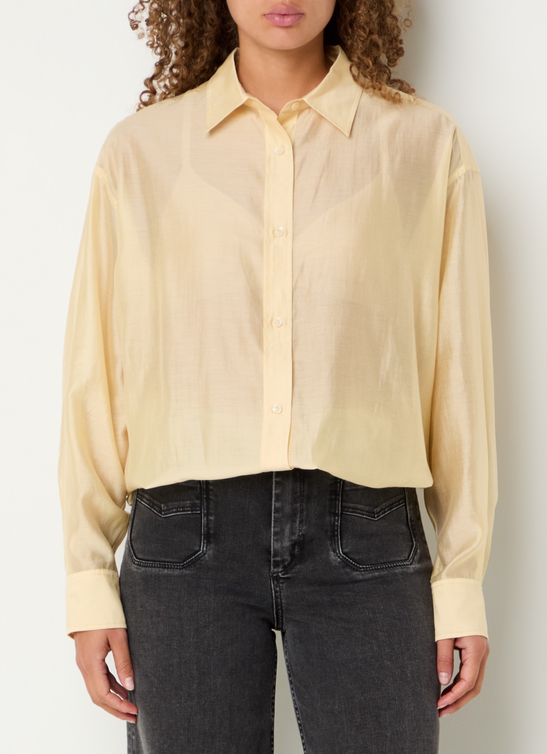 Mos Mosh MMDanika semi-transparante blouse  - detail 4 geel