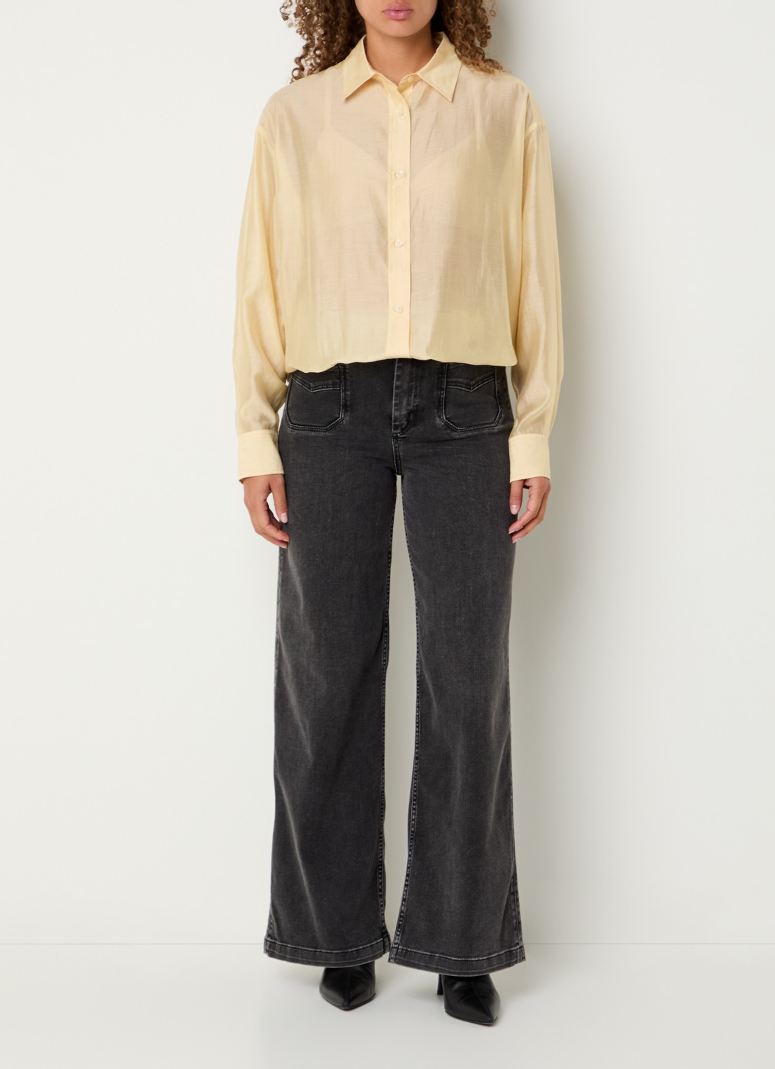 Mos Mosh MMDanika semi-transparante blouse  - voorkant 2 geel